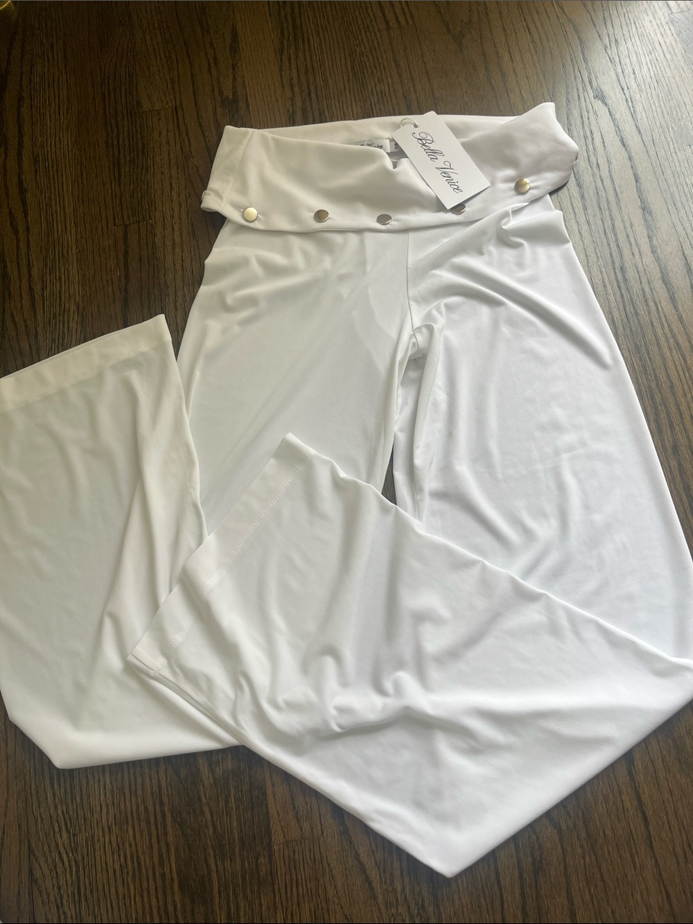 Bella Venice white  Fold-Over Wide Leg Pants